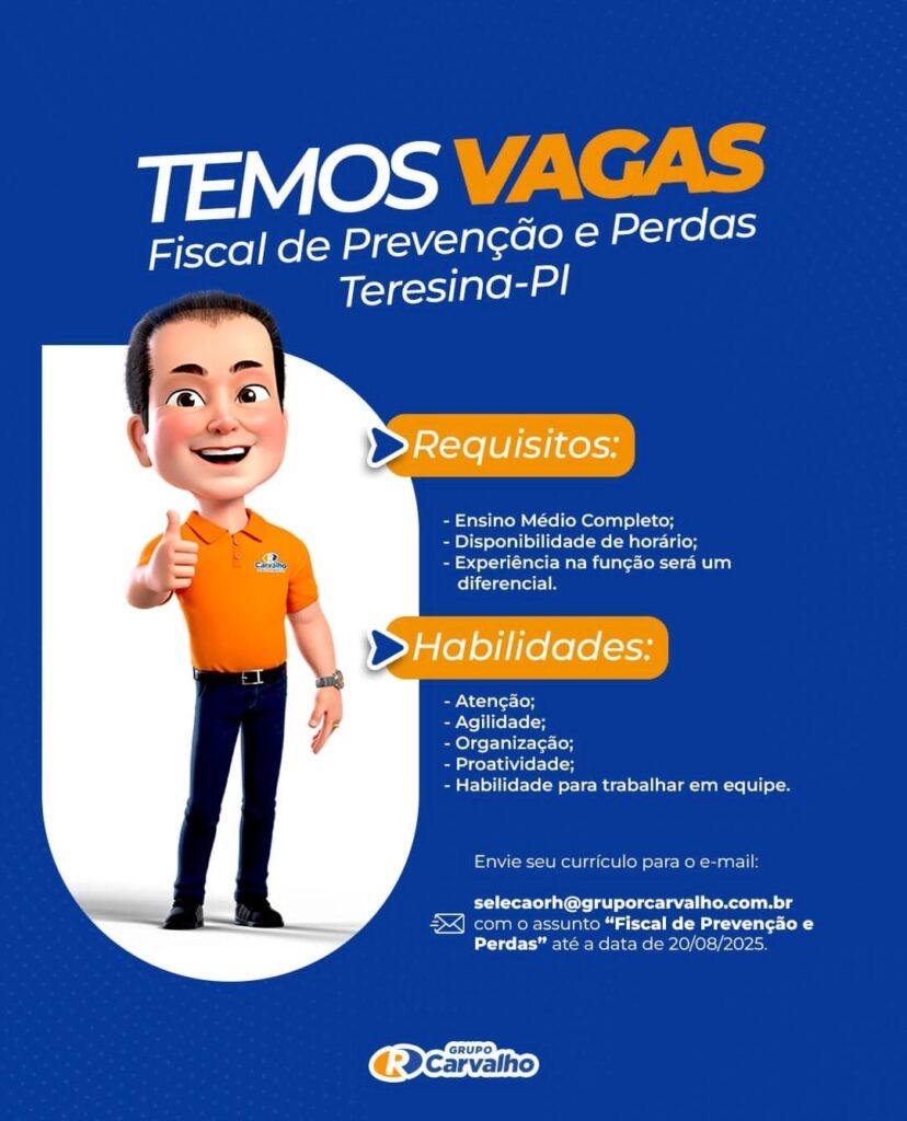 Vaga para Fiscal de Prevenção e Perdas