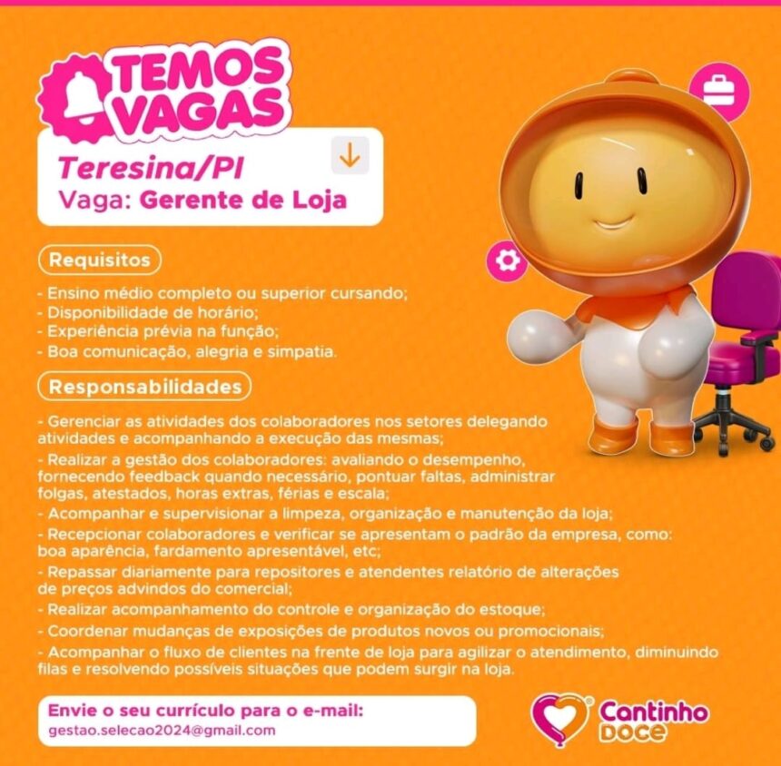 Vaga para Gerente de Loja