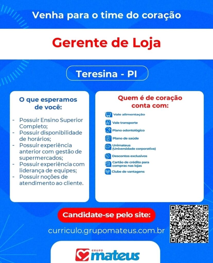 Vaga para Gerente de Loja