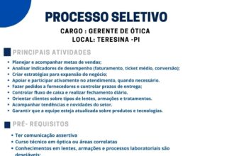 Vaga para Gerente de Ótica