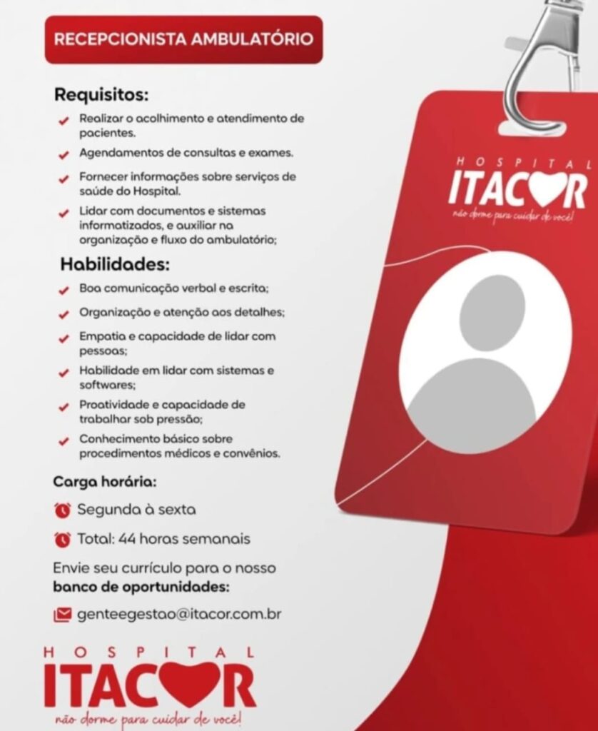 Vaga para Recepcionista Ambulatório