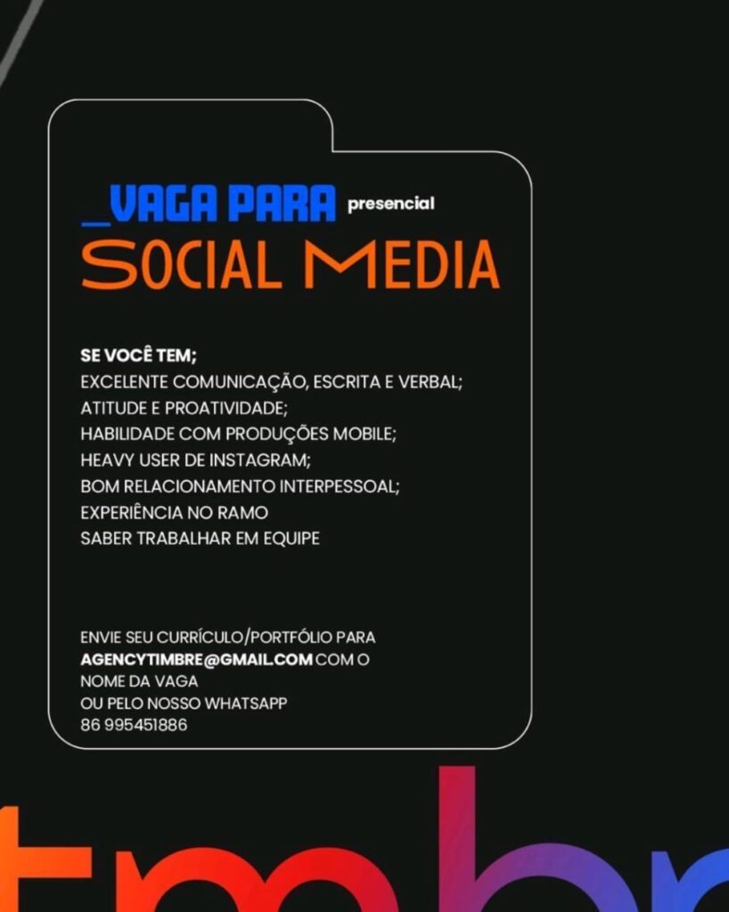 Vaga para Social Media
