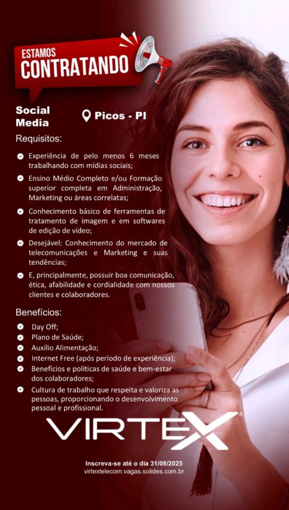 Vaga para Social Media em Picos