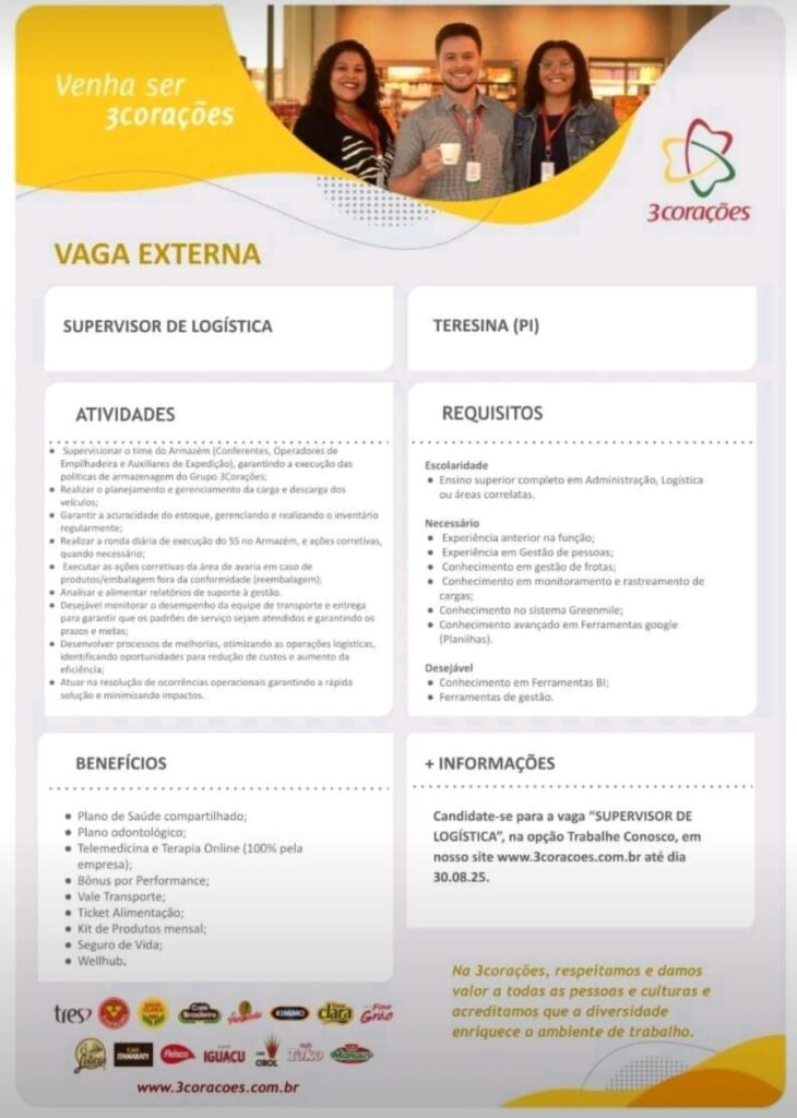 Vaga para Supervisor de Logística