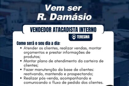Vaga para Vendedor Atacadista Interno