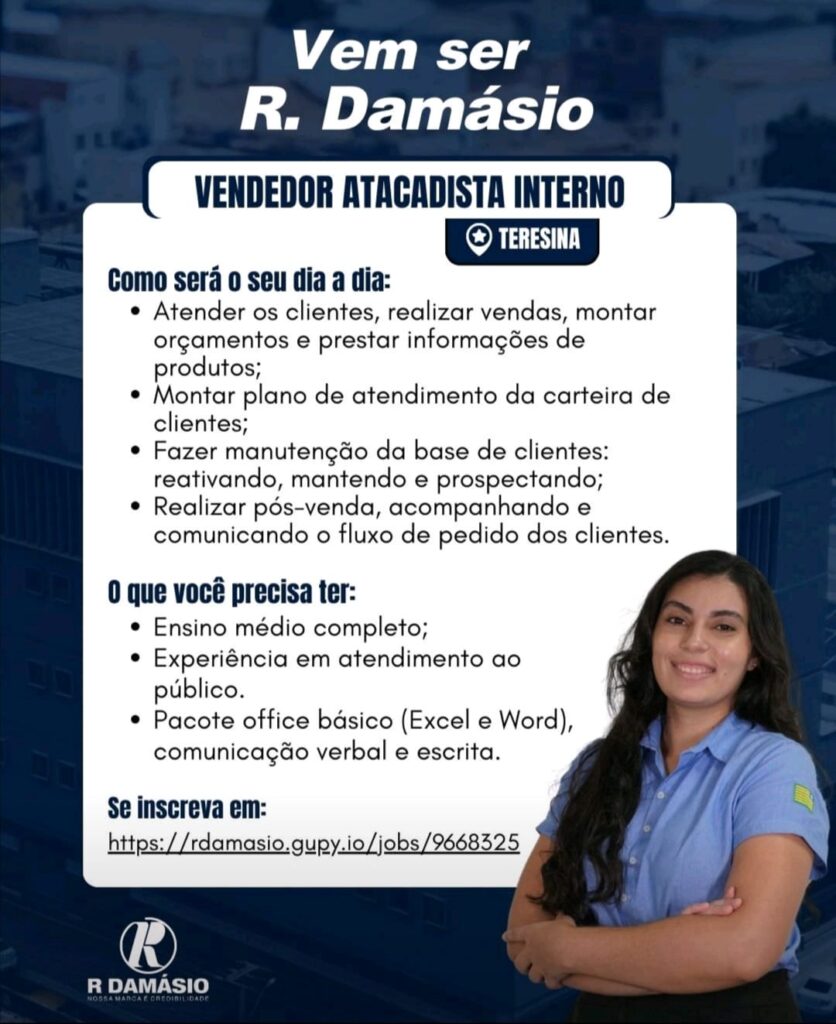Vaga para Vendedor Atacadista Interno