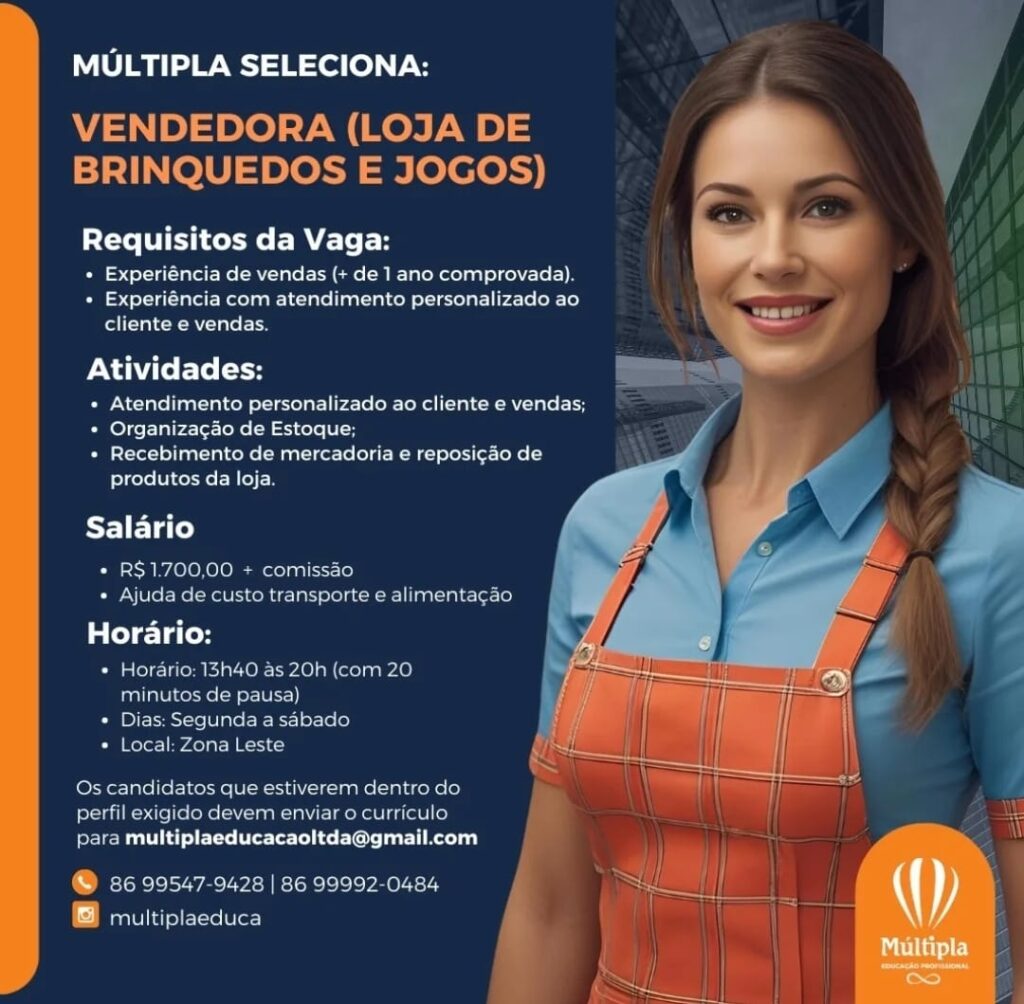 Vaga para Vendedora