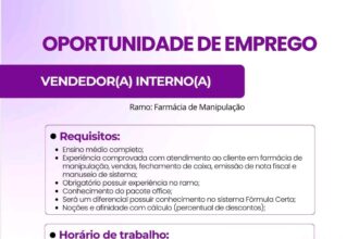 Vaga para Vendedor(a) Interno(a)