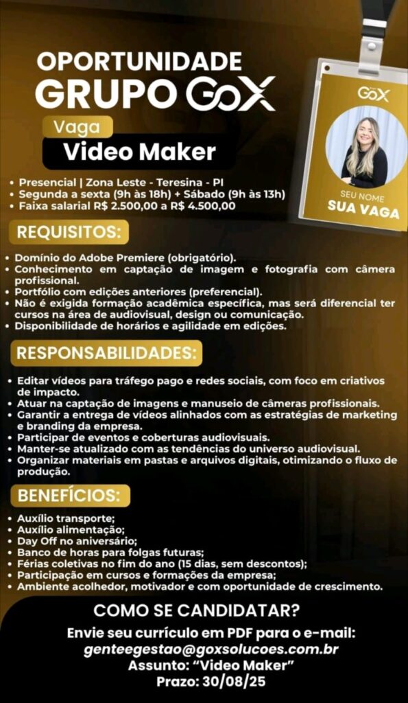 Vaga para Vídeo Maker