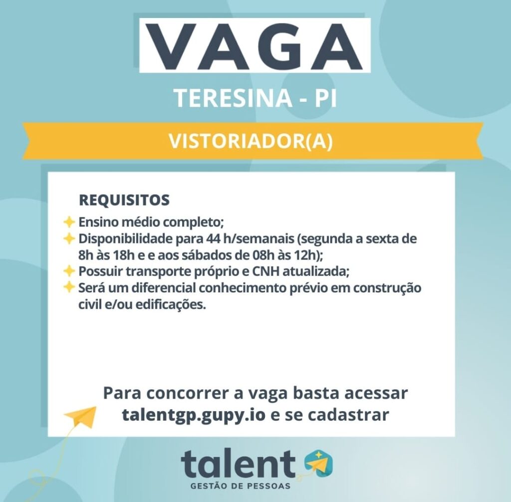 Vaga para Vistoriador(a)
