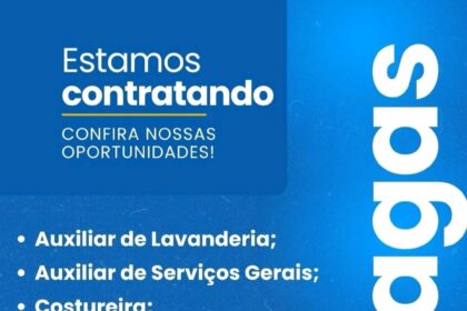 Vagas para Costureira, Auxiliar de Lavanderia e Auxiliar de Serviços Gerais