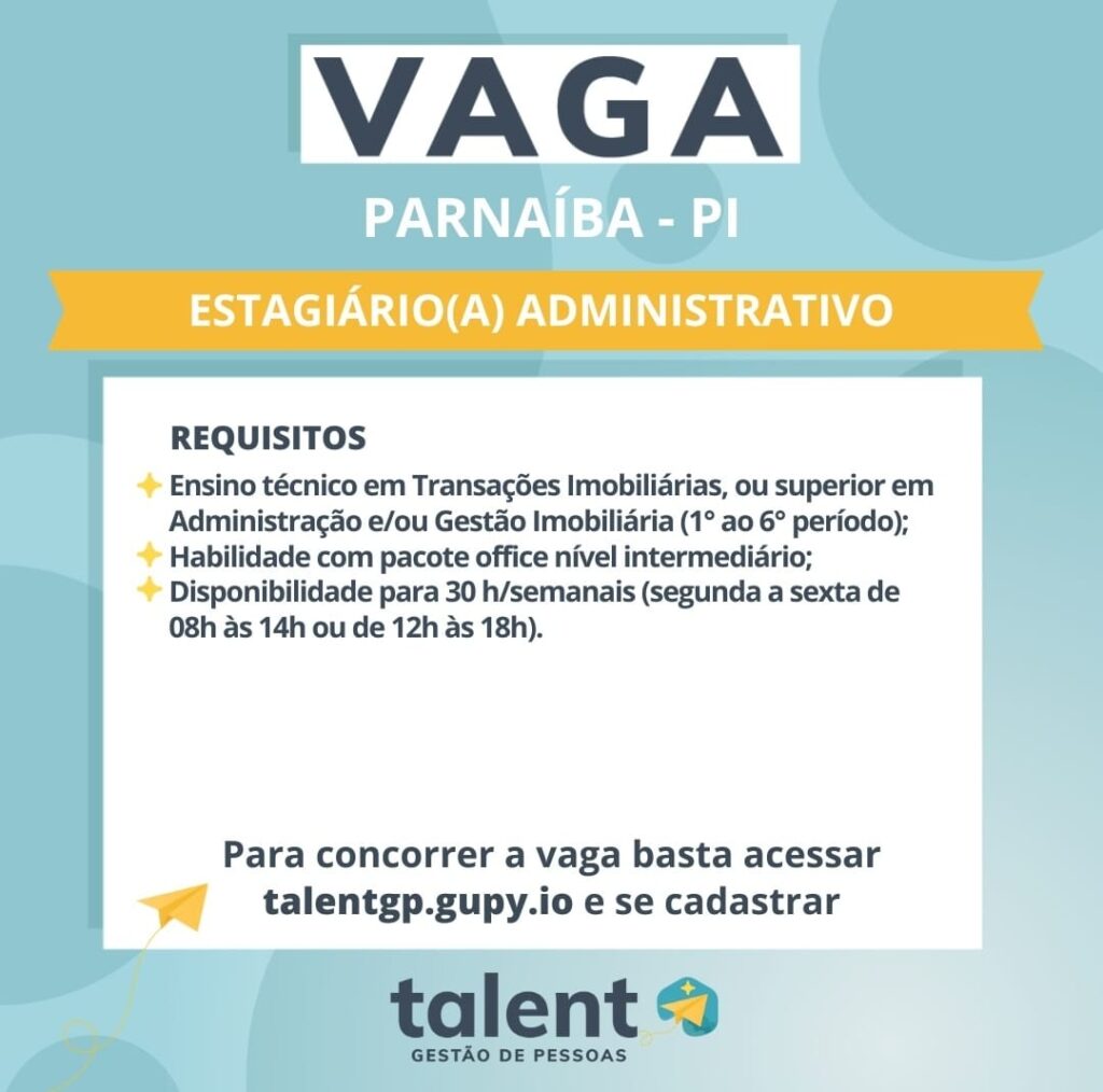 Vaga de Estágio para Administração