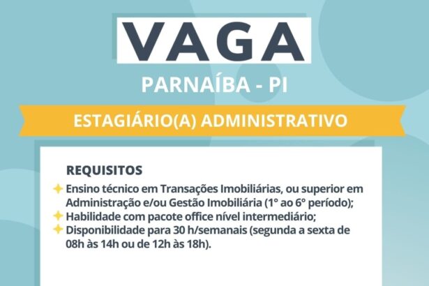 Vaga de Estágio para Administração
