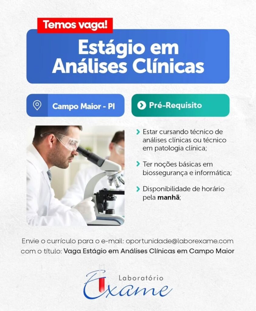 Vaga de Estágio para Análises Clínicas em Campo Maior