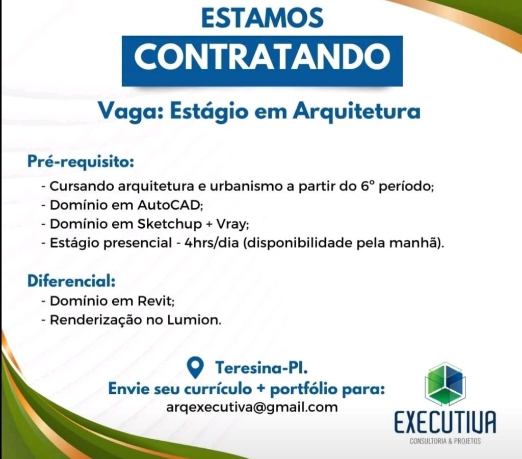 Vaga de Estágio para Arquitetura