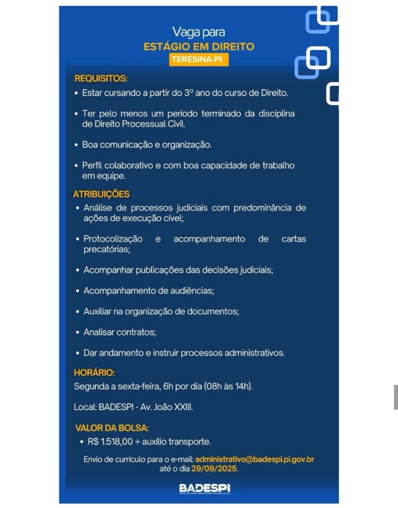 Vaga de Estágio para Direito