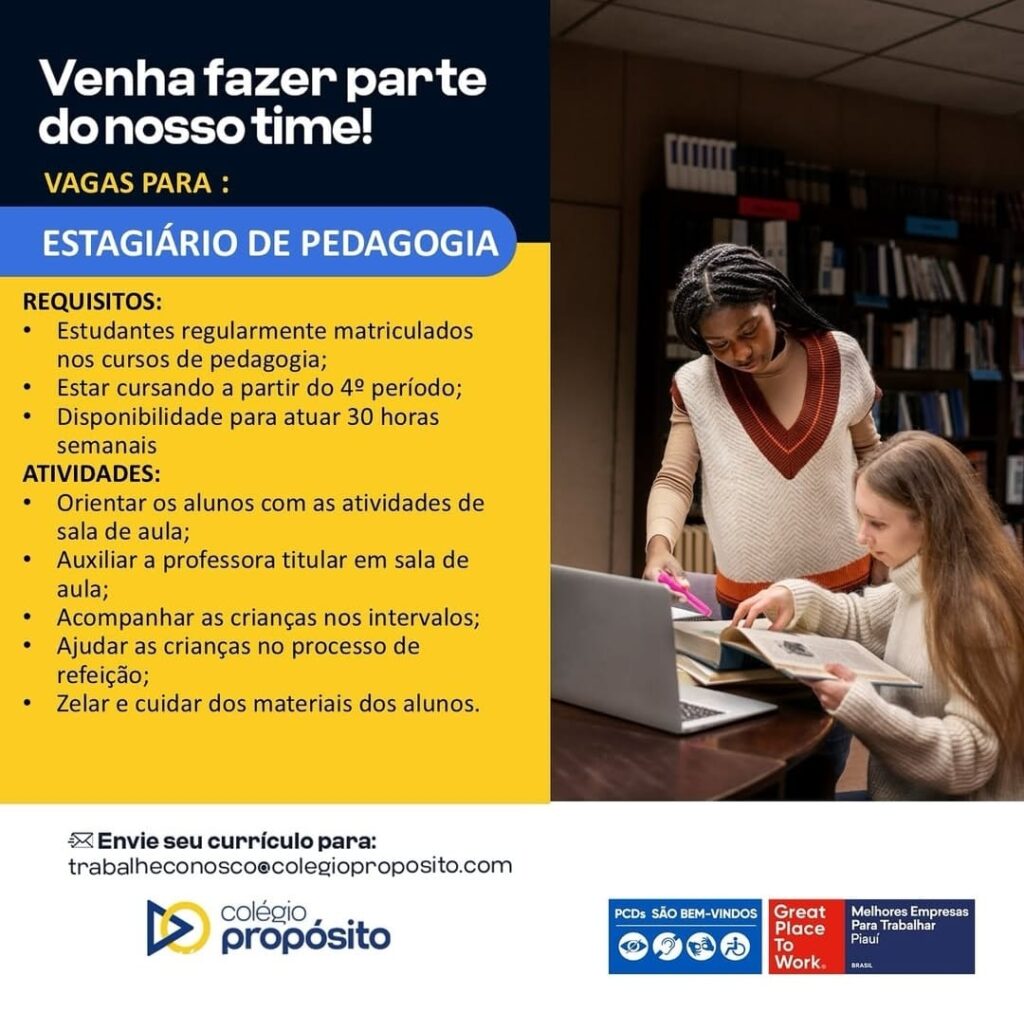 Vaga de Estágio para Pedagogia
