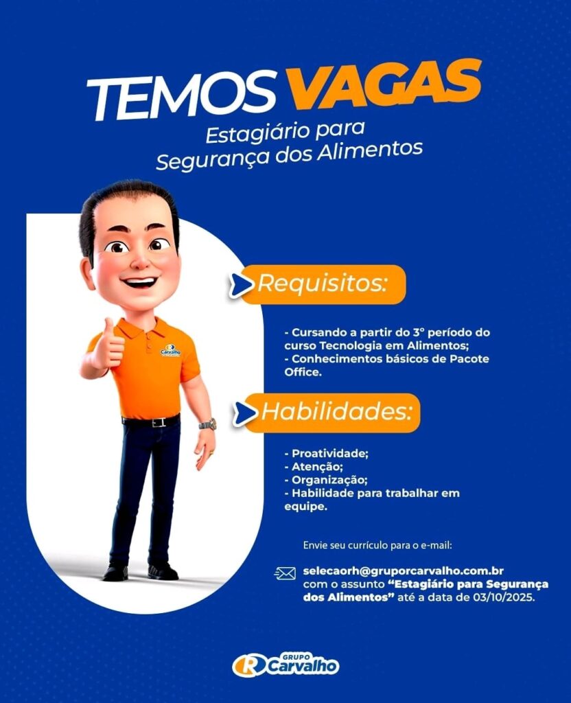 Vaga de Estágio para Segurança dos Alimentos