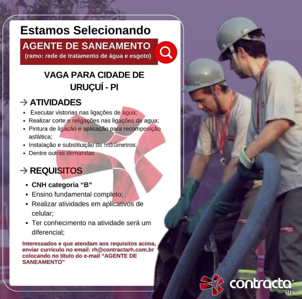 Vaga para Agente de Saneamento em Uruçuí