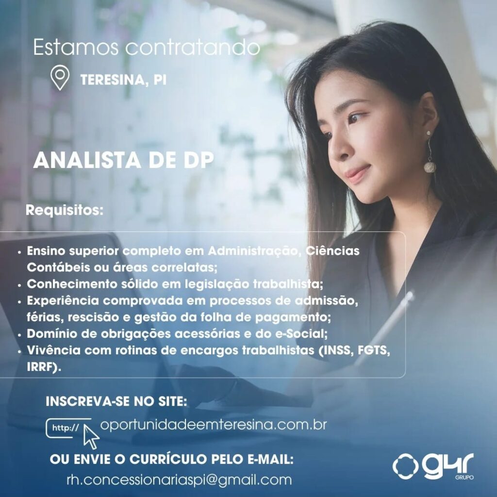Vaga para Analista de DP