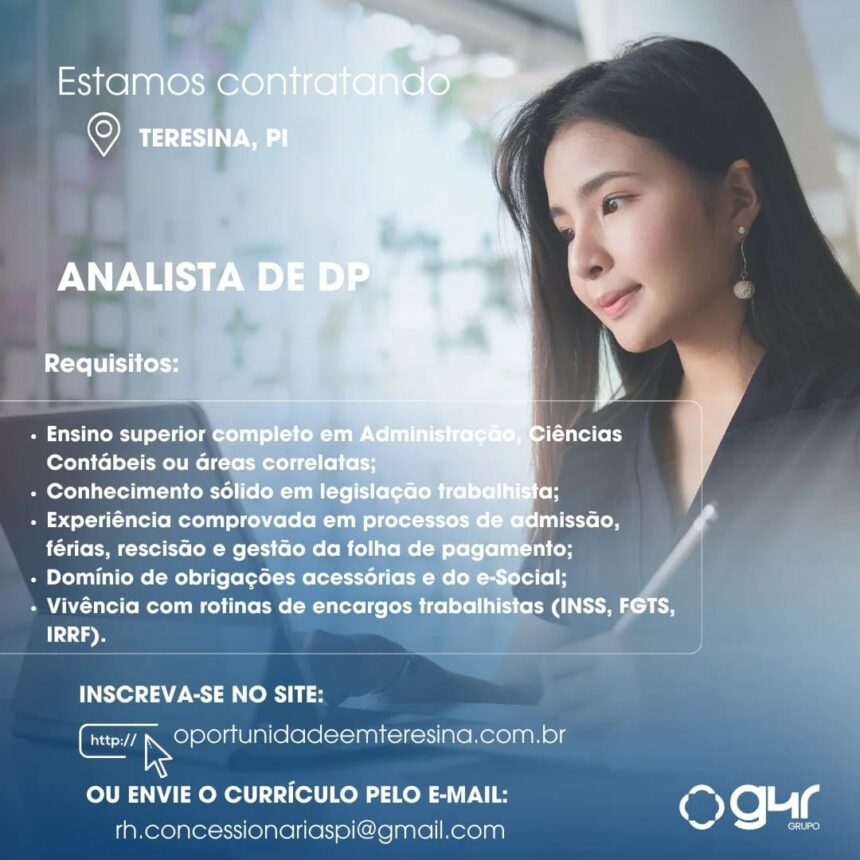 Vaga para Analista de DP