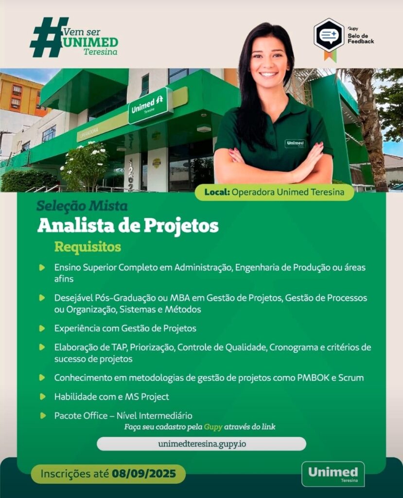 Vaga para Analista de Projetos