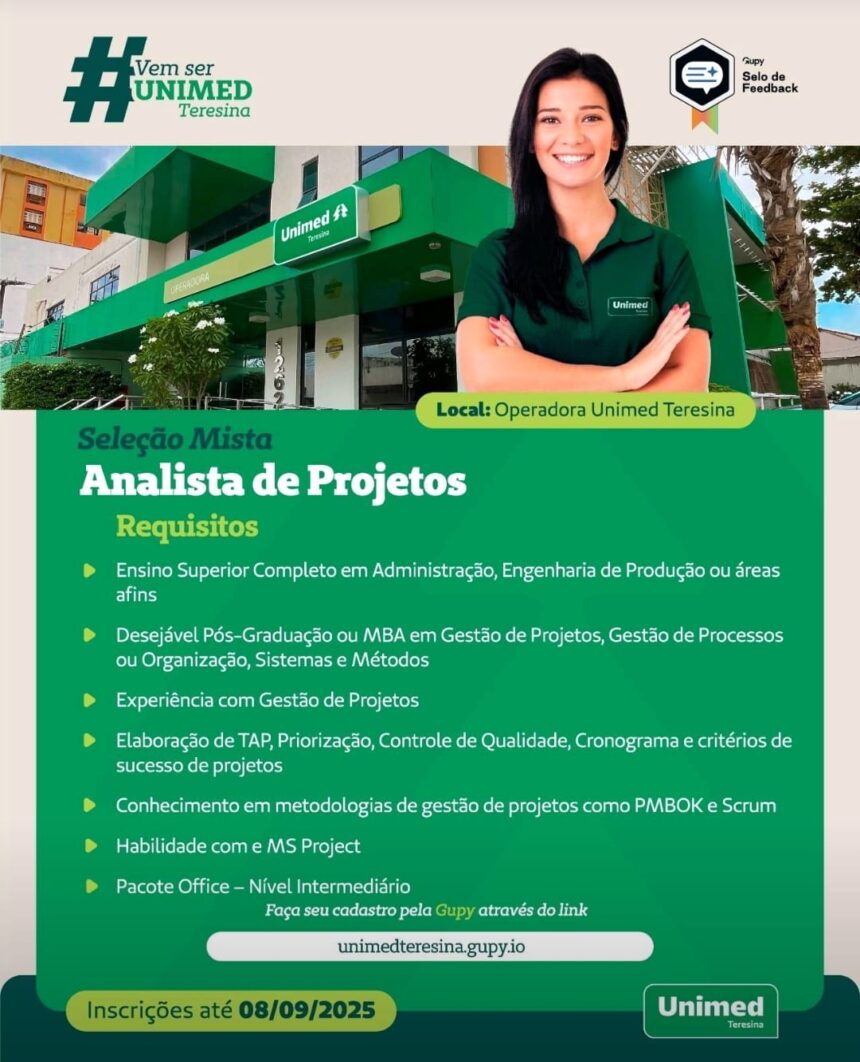 Vaga para Analista de Projetos
