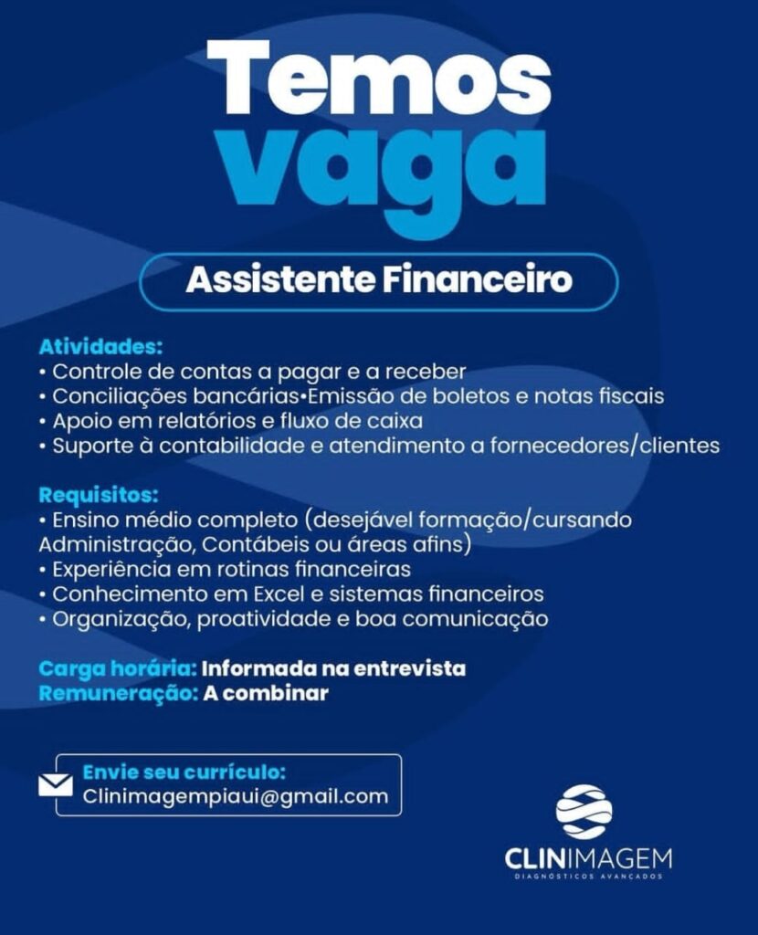 Vaga para Assistente Financeiro