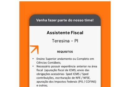 Vaga para Assistente Fiscal