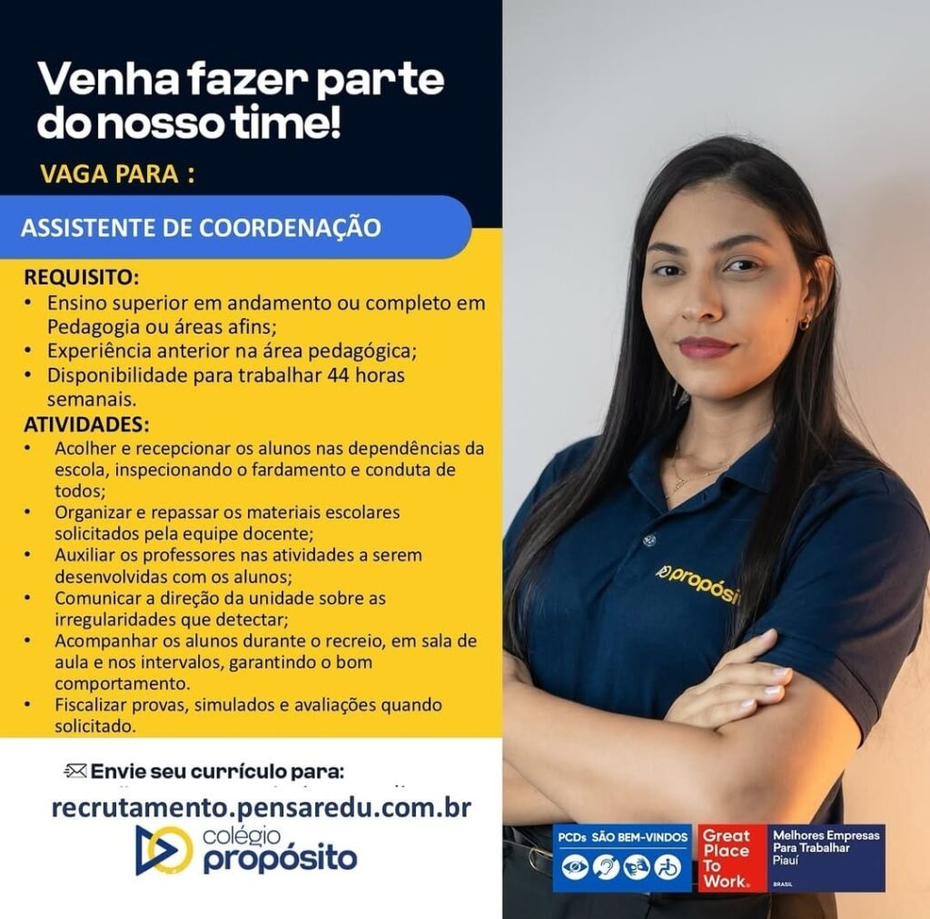 Vaga para Assistente de Coordenação