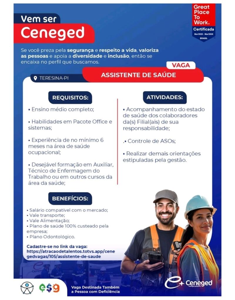 Vaga para Assistente de Saúde