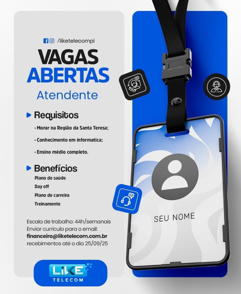 Vaga para Atendente