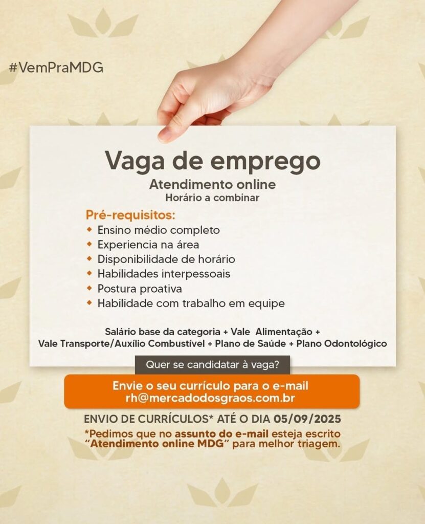 Vaga para Atendimento Online