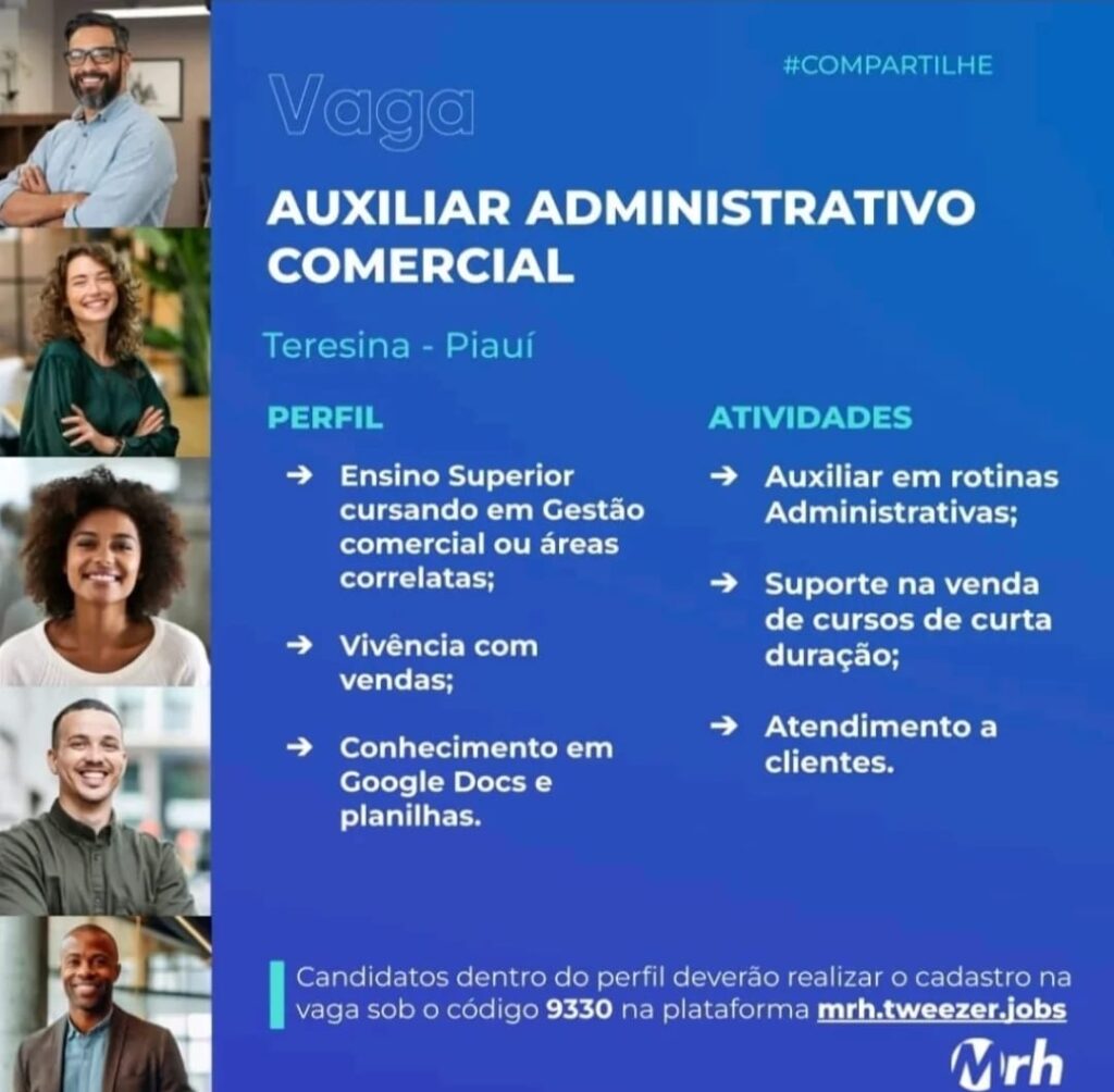 Vaga para Auxiliar ADM Comercial