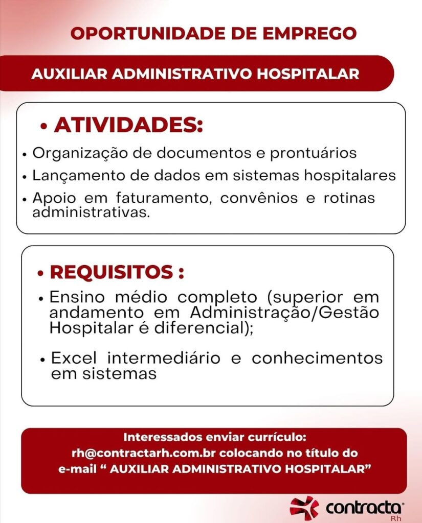 Vaga para Auxiliar ADM Hospitalar