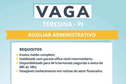 Vaga para Auxiliar Administrativo