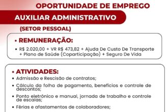 Vaga para Auxiliar Administrativo