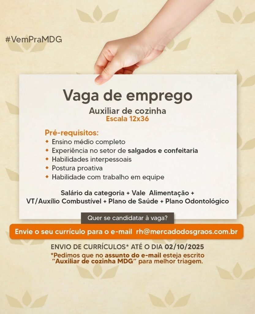 Vaga para Auxiliar de Cozinha