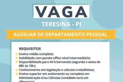 Vaga para Auxiliar de DP