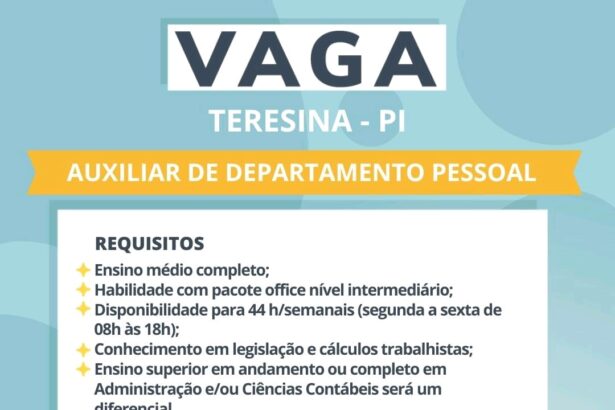 Vaga para Auxiliar de DP