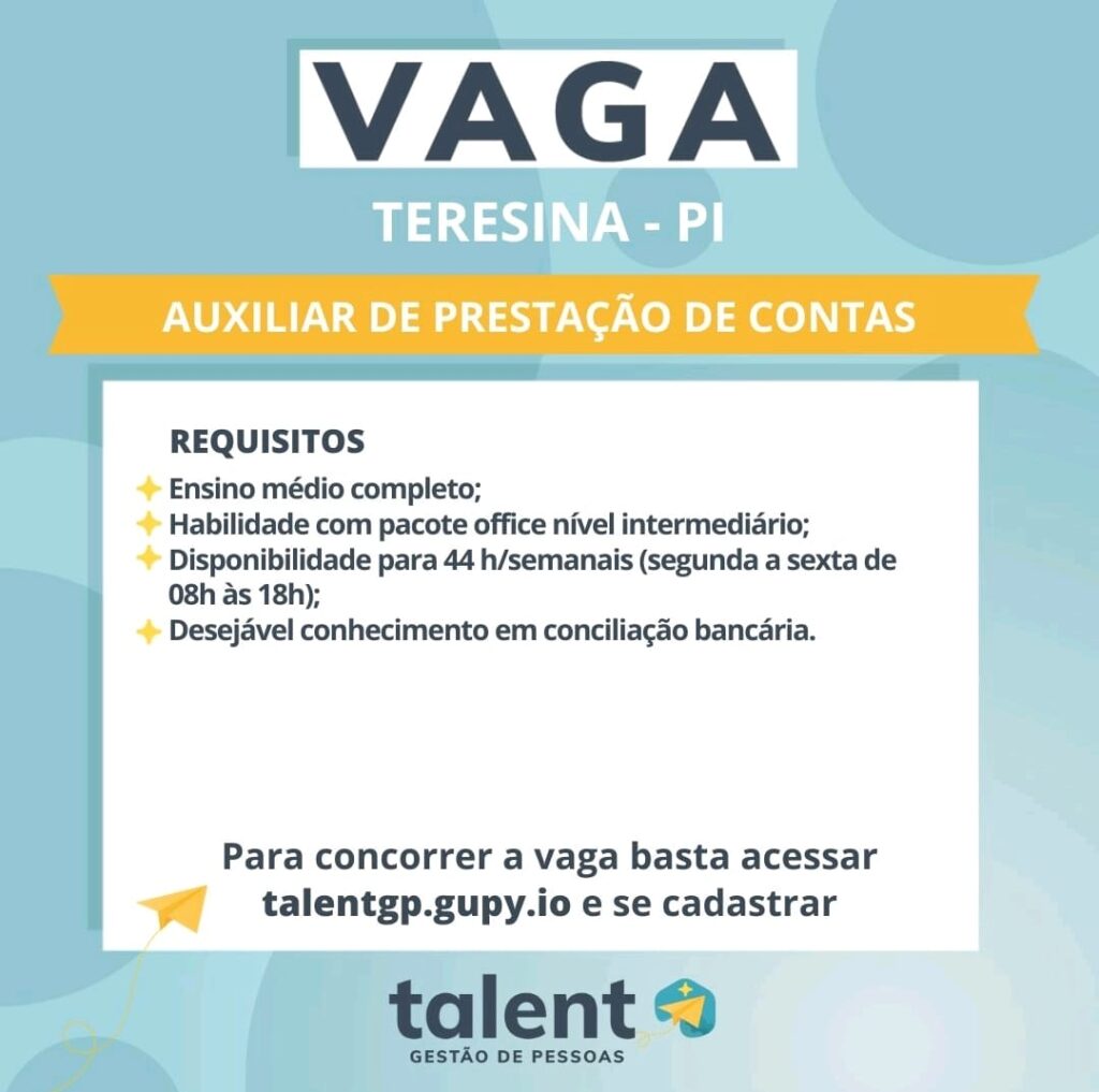 Vaga para Auxiliar de Prestação de Contas