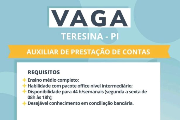 Vaga para Auxiliar de Prestação de Contas