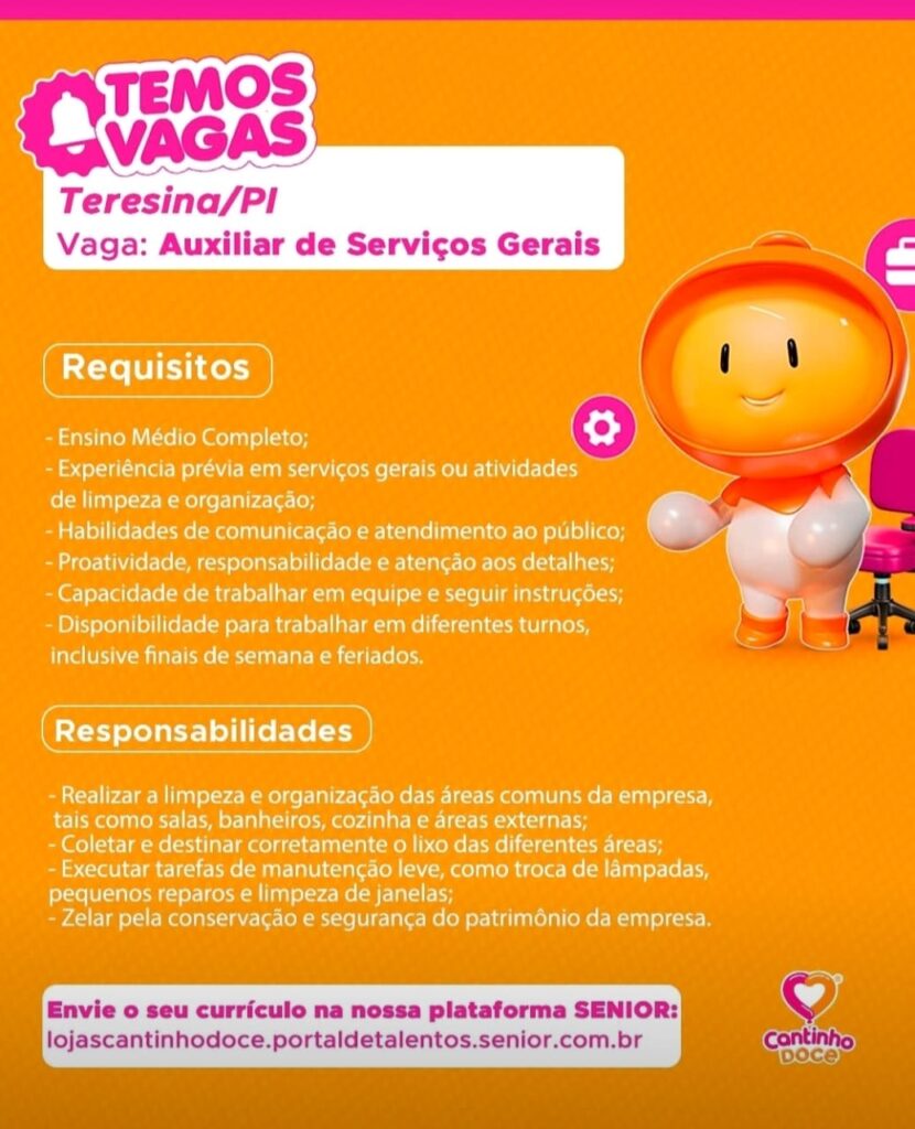 Vaga para Auxiliar de Serviços Gerais