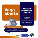 Vaga para Auxiliar de Serviços Gerais