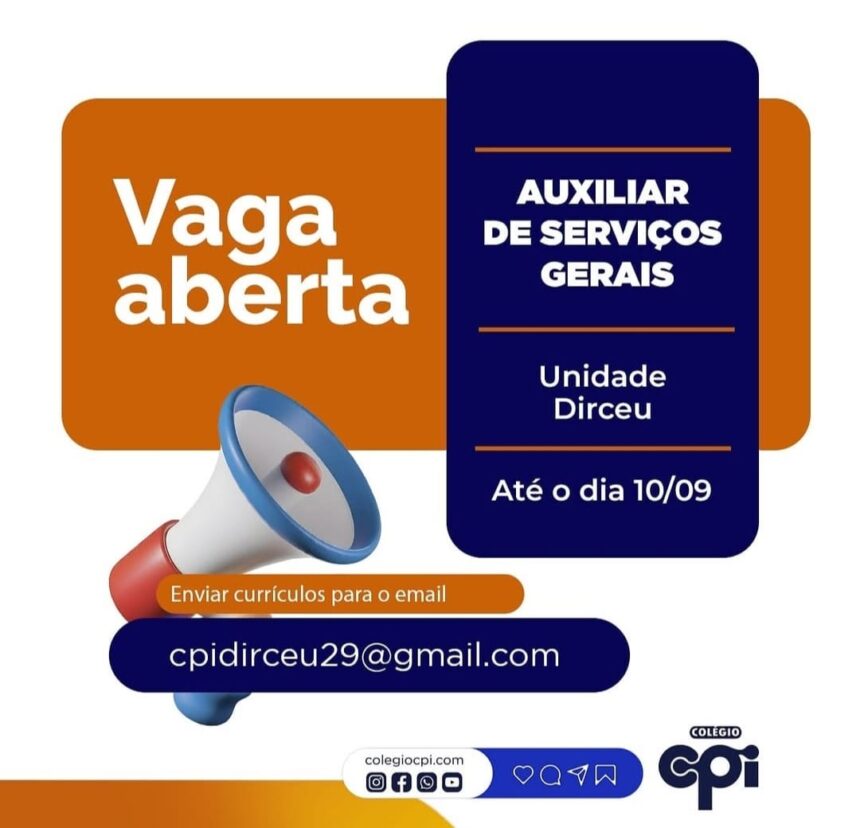 Vaga para Auxiliar de Serviços Gerais