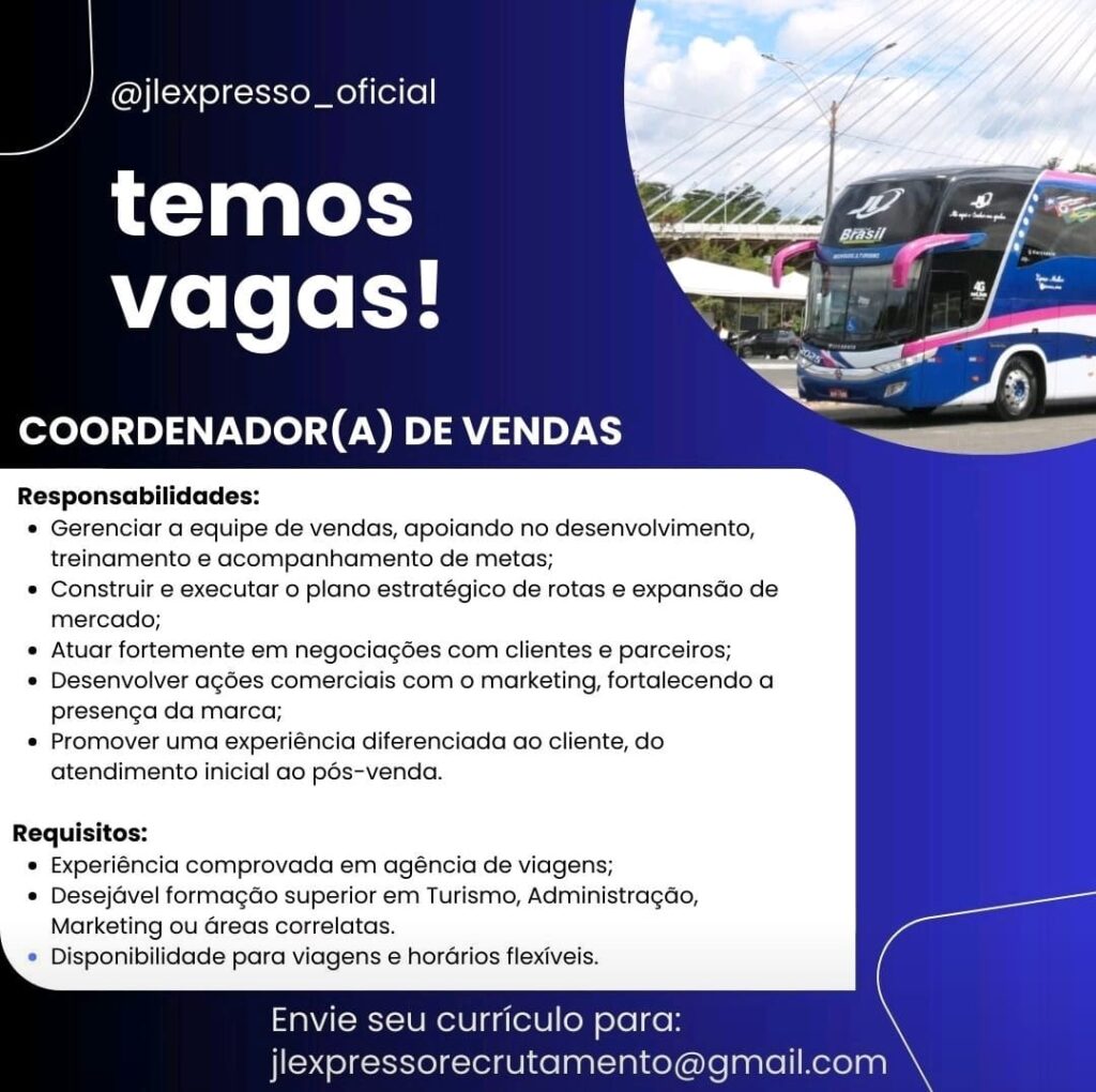 Vaga para Coordenador de Vendas