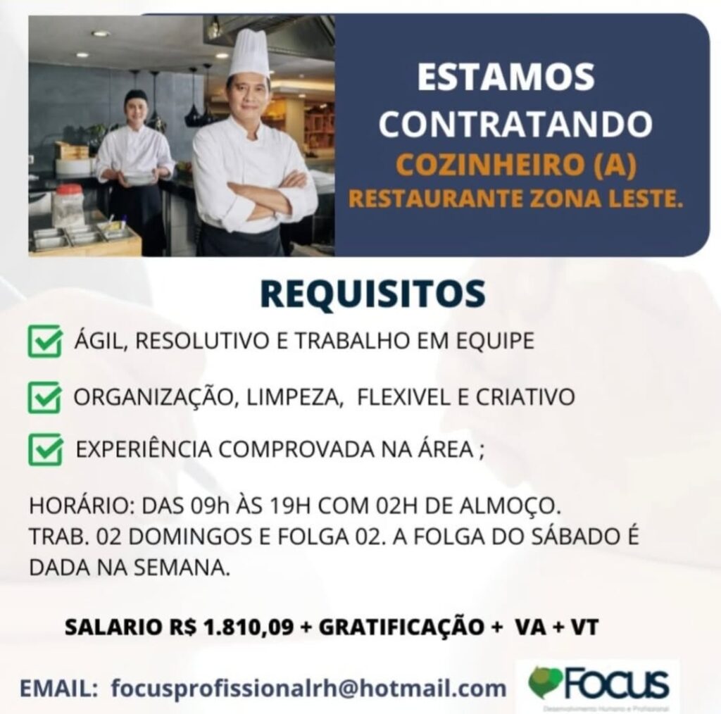 Vaga para Cozinheiro(a)