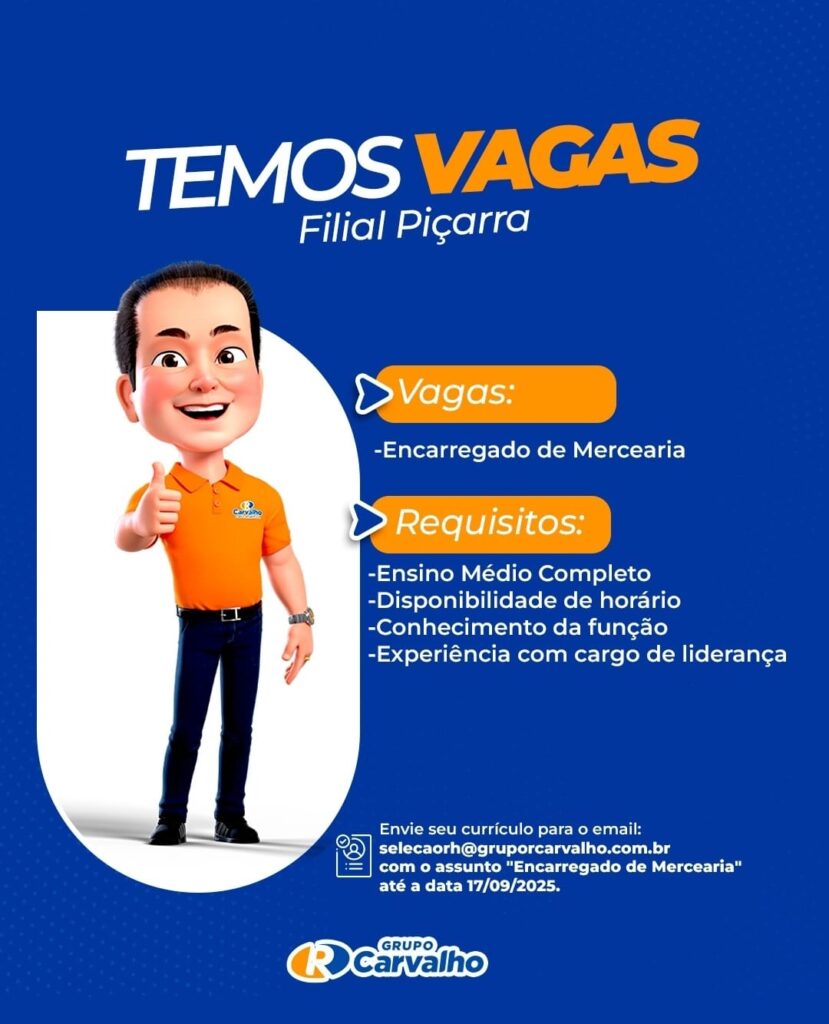 Vaga para Encarregado de Mercearia