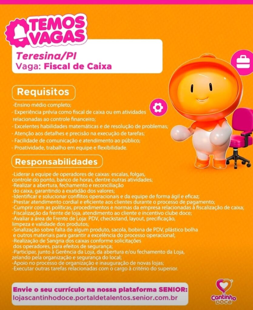 Vaga para Fiscal de Caixa