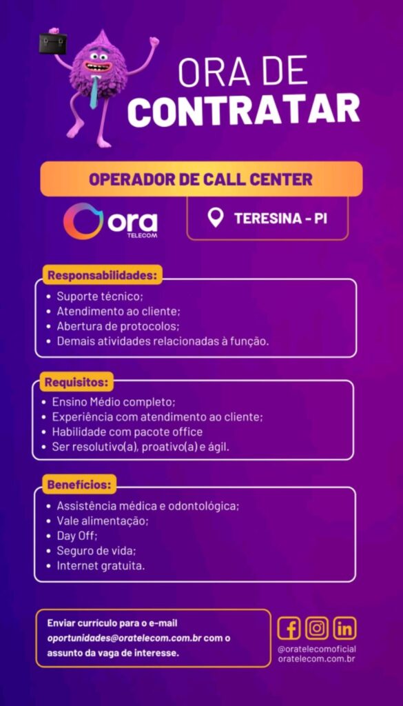 Vaga para Operador de Call Center